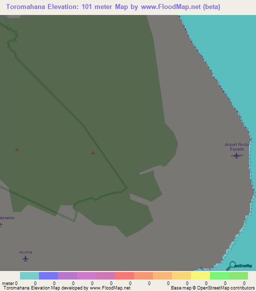 Toromahana,Colombia Elevation Map