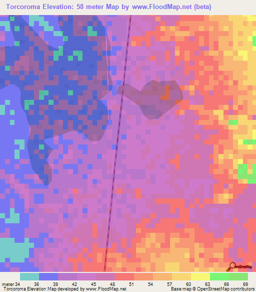 Torcoroma,Colombia Elevation Map