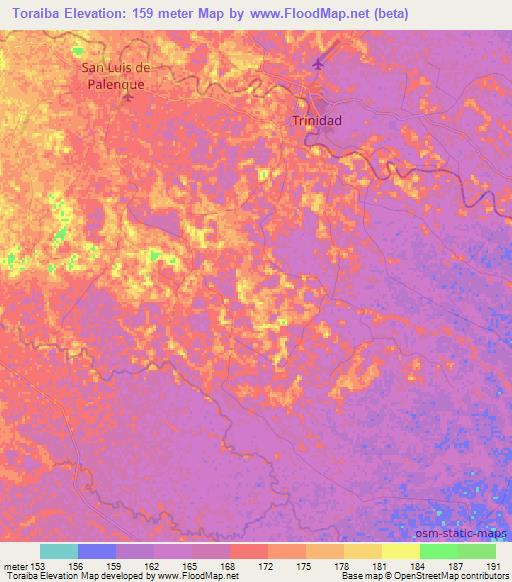 Toraiba,Colombia Elevation Map