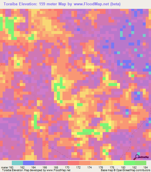 Toraiba,Colombia Elevation Map