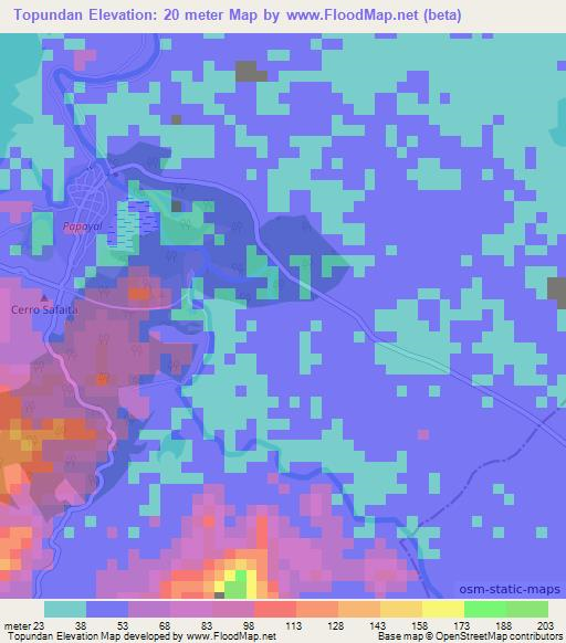 Topundan,Colombia Elevation Map