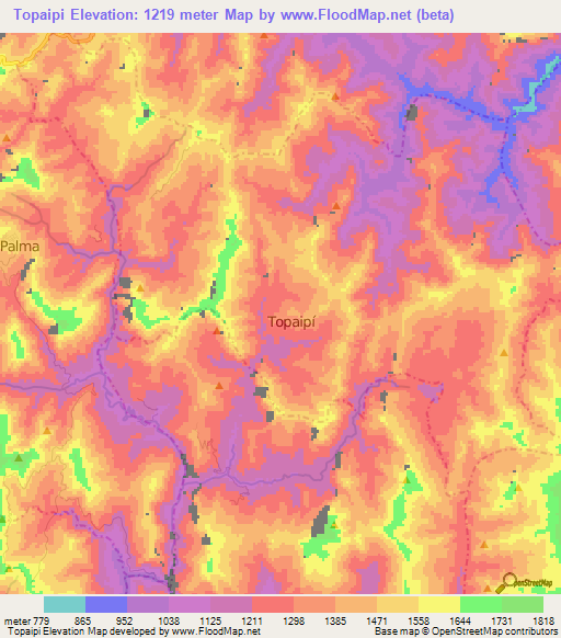 Topaipi,Colombia Elevation Map