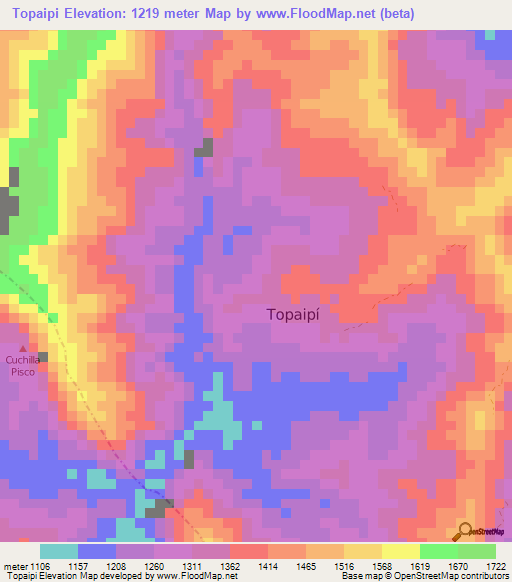 Topaipi,Colombia Elevation Map