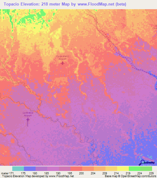 Topacio,Colombia Elevation Map