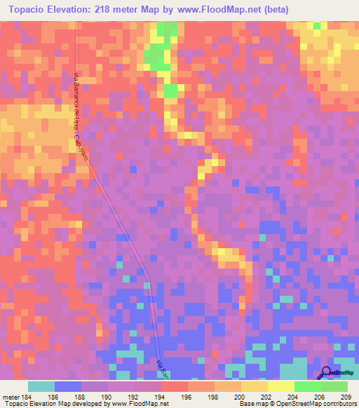 Topacio,Colombia Elevation Map