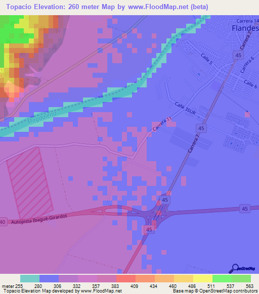 Topacio,Colombia Elevation Map