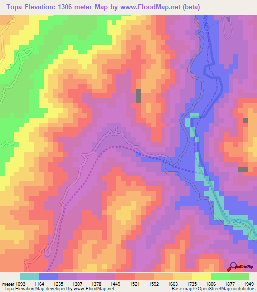 Topa,Colombia Elevation Map