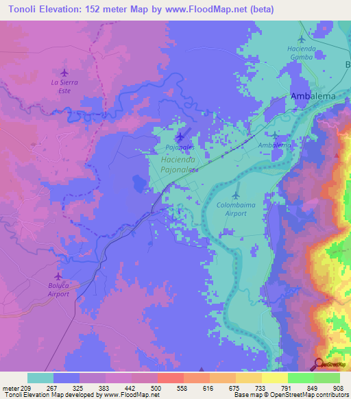 Tonoli,Colombia Elevation Map