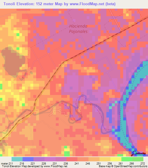 Tonoli,Colombia Elevation Map