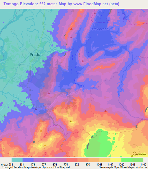 Tomogo,Colombia Elevation Map