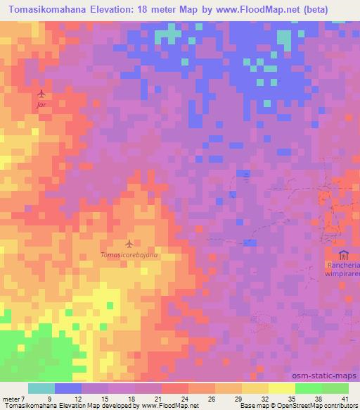 Tomasikomahana,Colombia Elevation Map