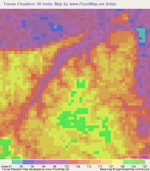 Tomas,Colombia Elevation Map