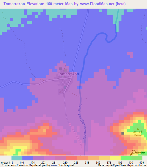 Tomarrazon,Colombia Elevation Map