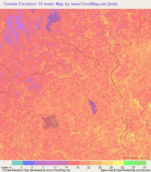 Tomala,Colombia Elevation Map