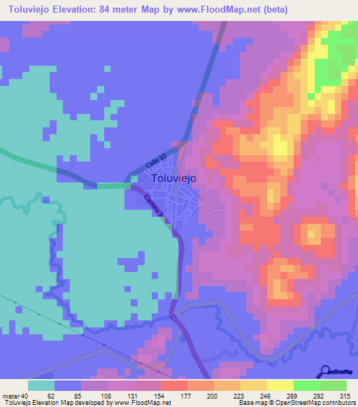 Toluviejo,Colombia Elevation Map