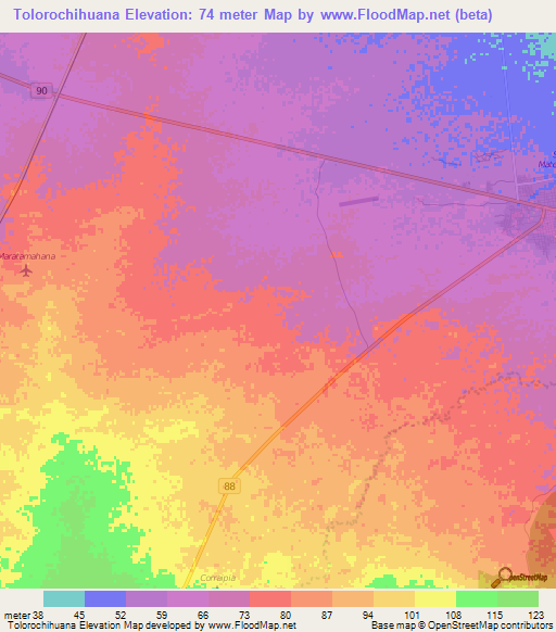 Tolorochihuana,Colombia Elevation Map