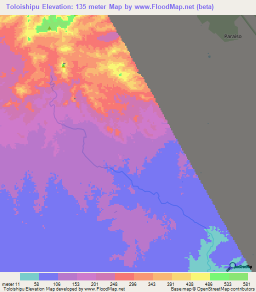 Toloishipu,Colombia Elevation Map