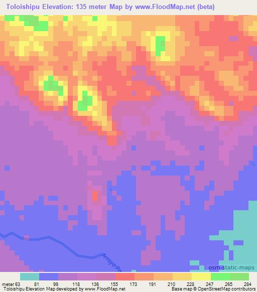 Toloishipu,Colombia Elevation Map