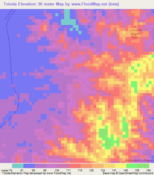 Toloda,Colombia Elevation Map