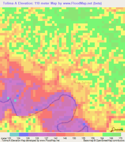 Tolima A,Colombia Elevation Map