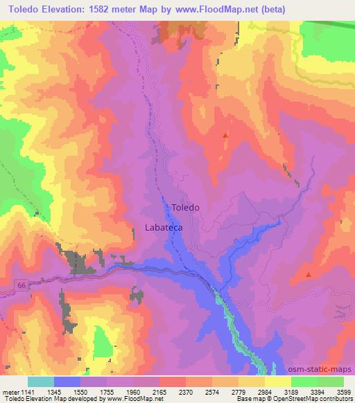 Toledo,Colombia Elevation Map