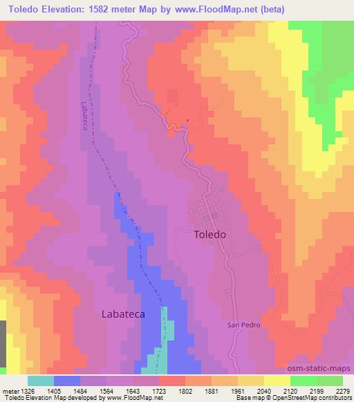 Toledo,Colombia Elevation Map