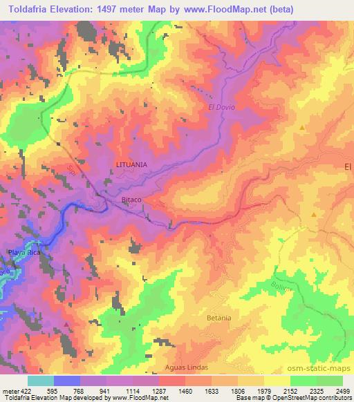 Toldafria,Colombia Elevation Map