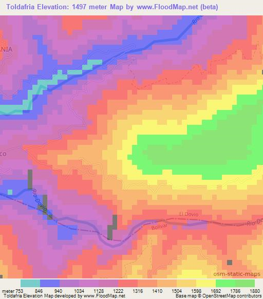 Toldafria,Colombia Elevation Map