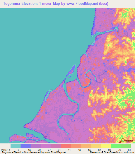 Togoroma,Colombia Elevation Map