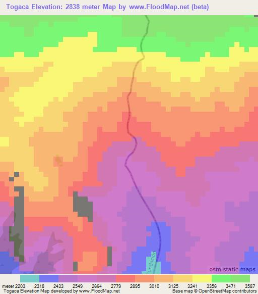 Togaca,Colombia Elevation Map