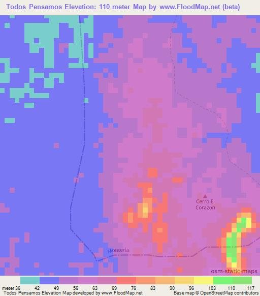 Todos Pensamos,Colombia Elevation Map