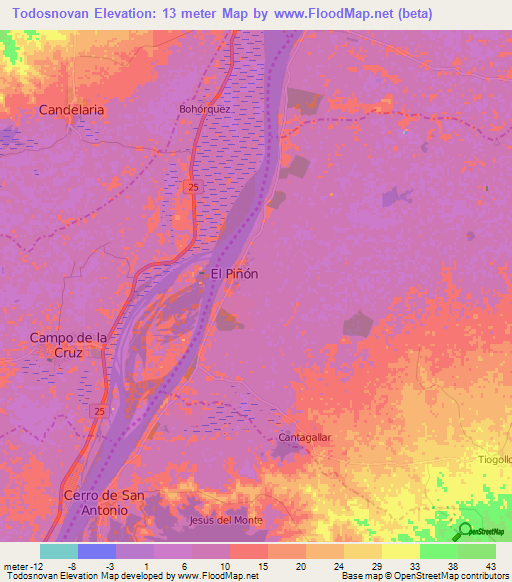 Todosnovan,Colombia Elevation Map