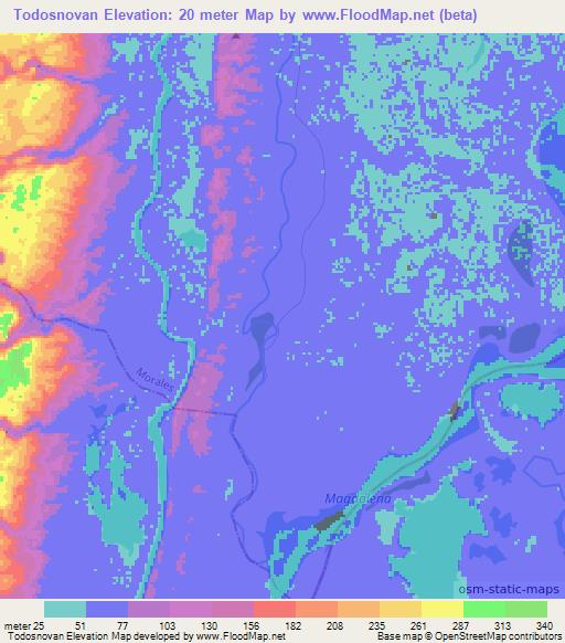 Todosnovan,Colombia Elevation Map