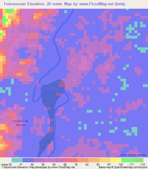 Todosnovan,Colombia Elevation Map