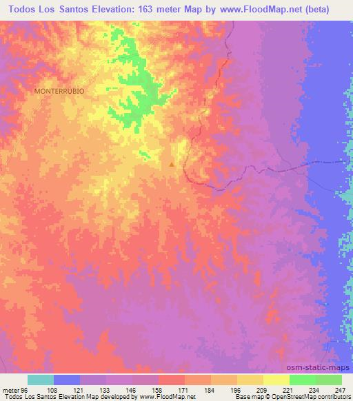 Todos Los Santos,Colombia Elevation Map