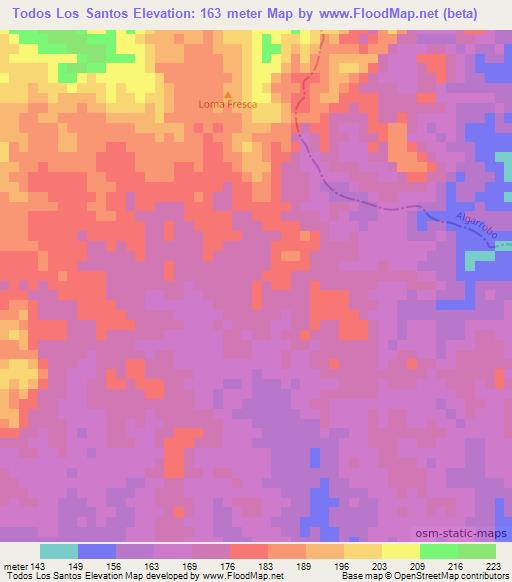 Todos Los Santos,Colombia Elevation Map