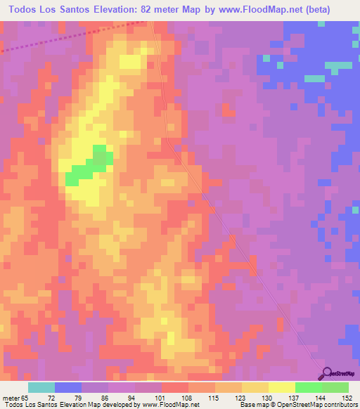 Todos Los Santos,Colombia Elevation Map