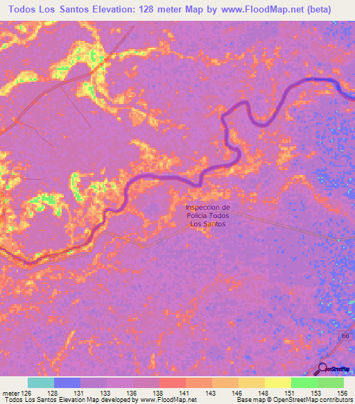 Todos Los Santos,Colombia Elevation Map