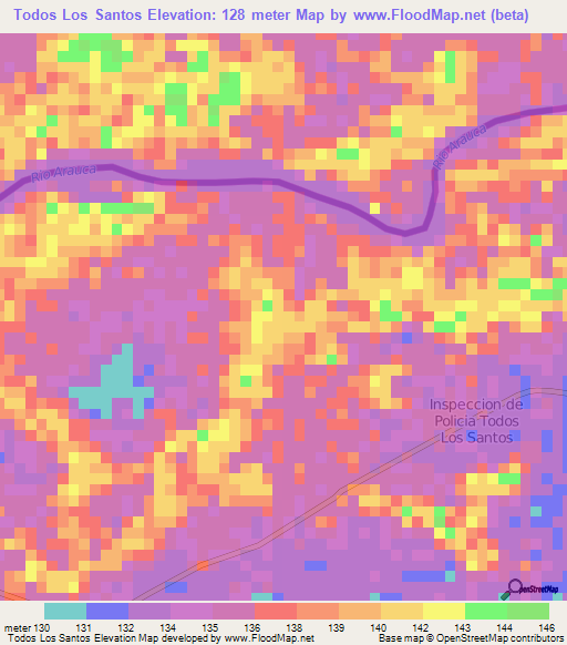 Todos Los Santos,Colombia Elevation Map