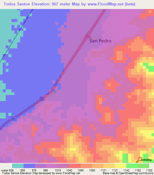 Todos Santos,Colombia Elevation Map