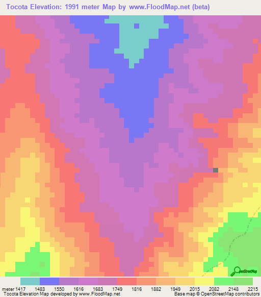 Tocota,Colombia Elevation Map