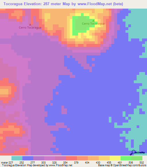 Tocoragua,Colombia Elevation Map