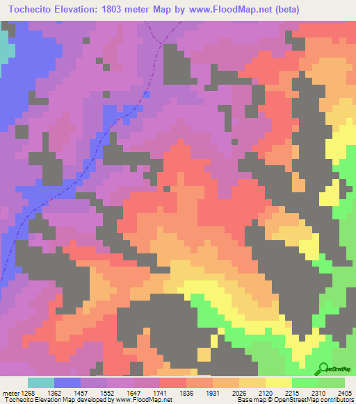 Tochecito,Colombia Elevation Map