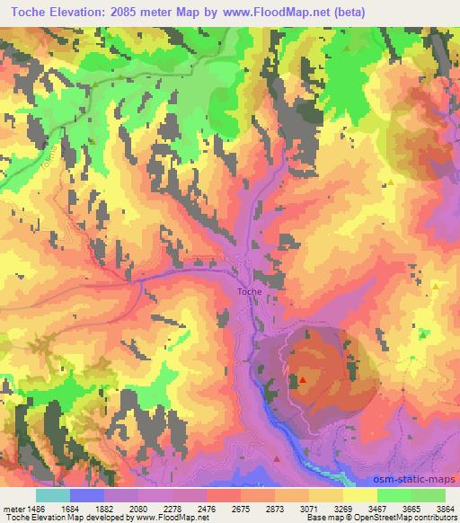 Toche,Colombia Elevation Map