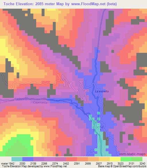 Toche,Colombia Elevation Map