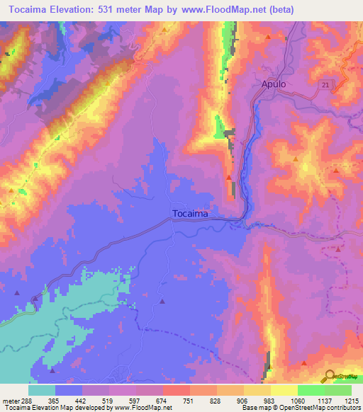 Tocaima,Colombia Elevation Map