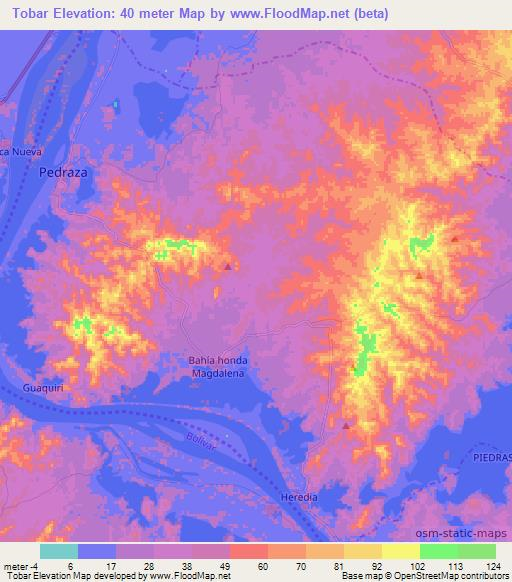 Tobar,Colombia Elevation Map