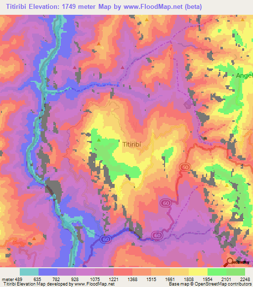 Titiribi,Colombia Elevation Map