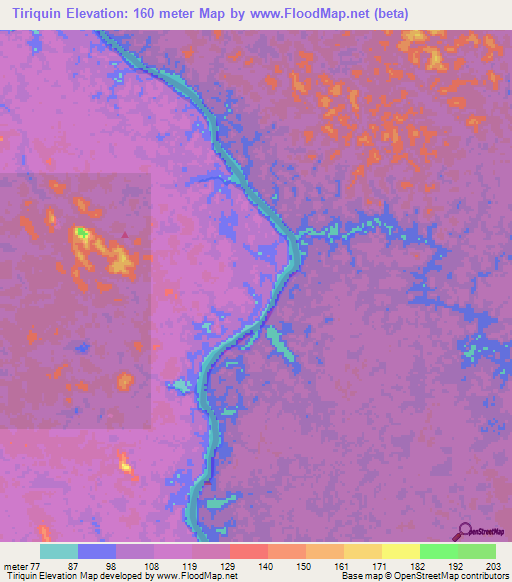 Tiriquin,Colombia Elevation Map