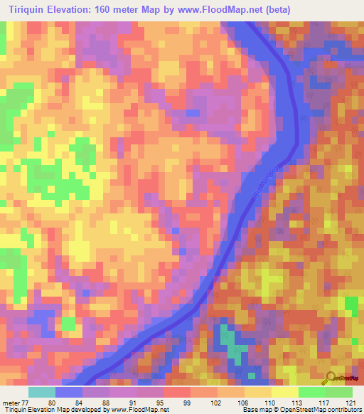 Tiriquin,Colombia Elevation Map